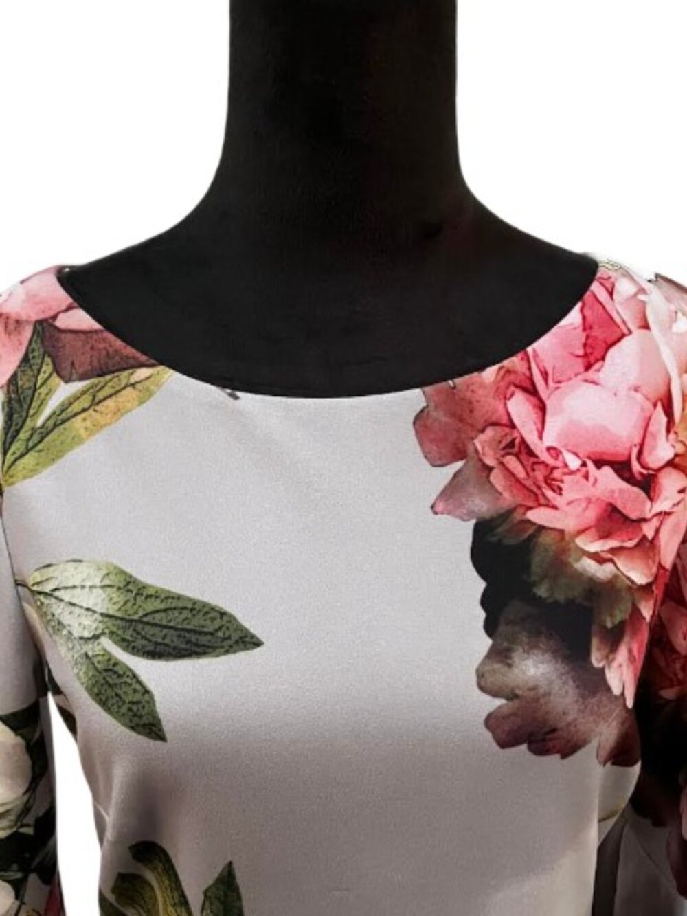Calvin Klein Gray and Pink Floral Bell Sleeve Midi Sheath Dress  Size 8 Like New - Picture 9 of 13